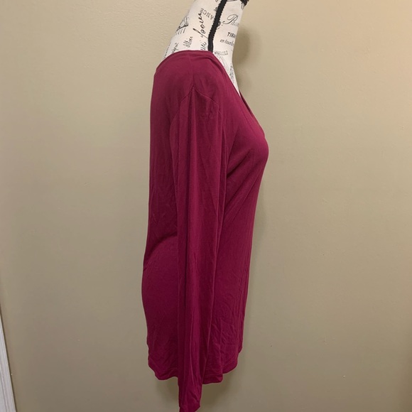 Kate Park Long Sleeve Maroon Petite Large Top - Picture 4 of 7